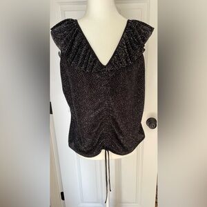 Black and White Ruffled Women's Top